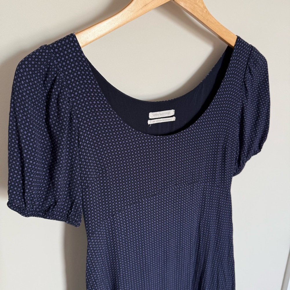 Urban Outfitters Navy Blue Puff Sleeve Ditsy Floral Mini Dress Size Small - Picture 6 of 15